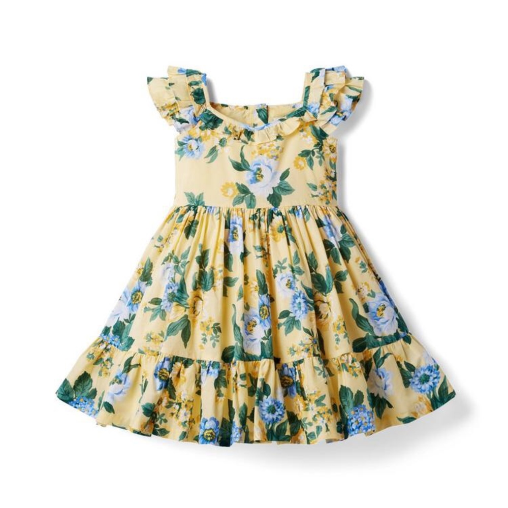 JANIE AND JACK FLORAL RUFFLE SLEEVE DRESS 2T